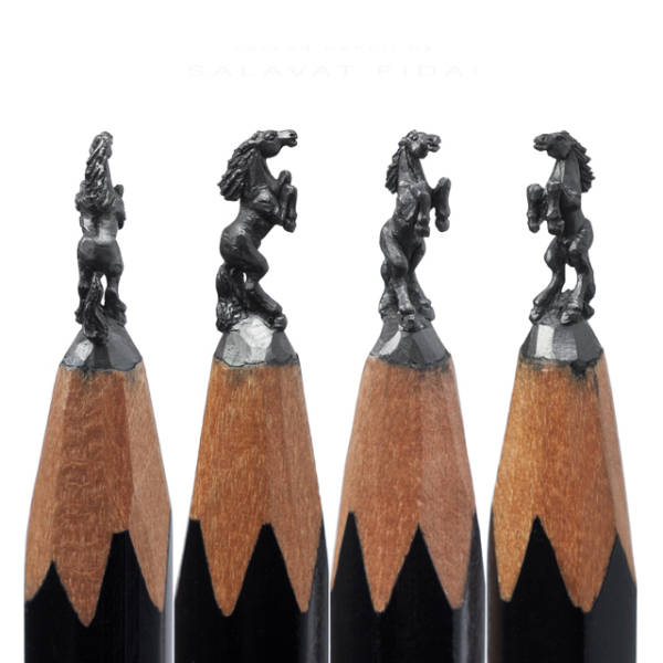 Amazing Tiny Lead Sculptures Carved into the Tips of Pencils