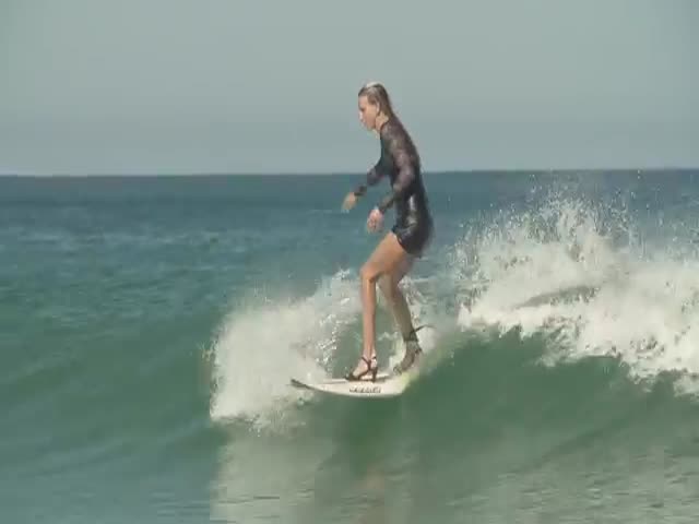 Talented Pro Surfer Maud Le Car Surfs in High Heels to Prove a Point
