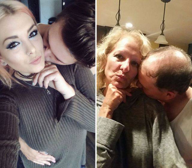 Funny Parents Troll Their Daughter by Copying Her “Cute Couple” Selfies