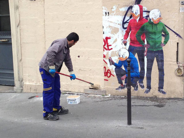 French Street Cleaner Gets Immortalized in Clever Street Art