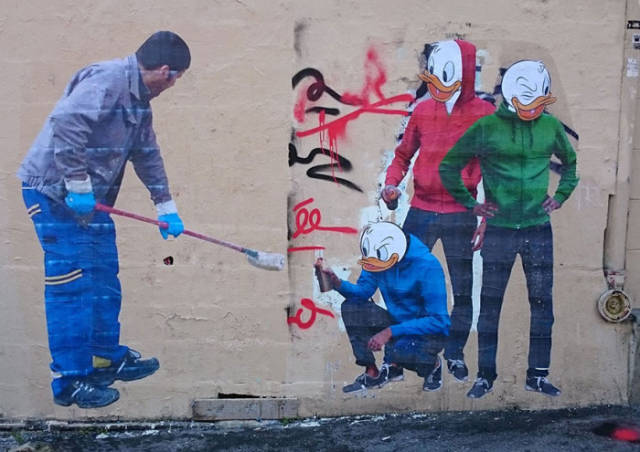French Street Cleaner Gets Immortalized in Clever Street Art