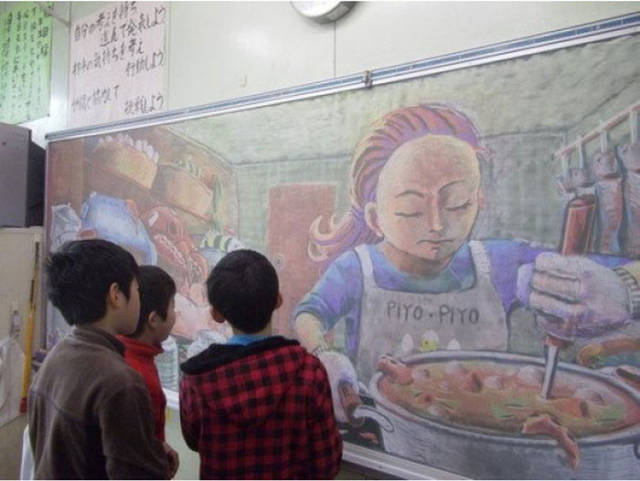 A Skilled Artist Uses His Classroom Chalkboard as a Constant Canvas