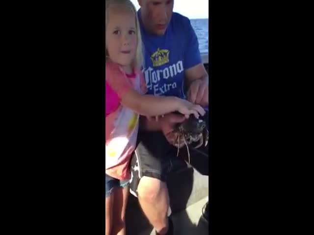 Little Girl Drops Crab on Her Dad's Crotch