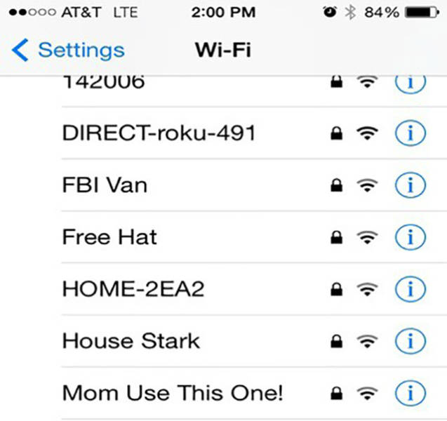 People Who Had a Little Fun Naming Their WiFi Networks