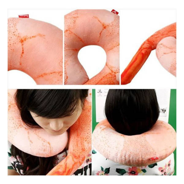 An Inflatable Shrimp Shaped Travelling Pillow That Could Only Come from Japan
