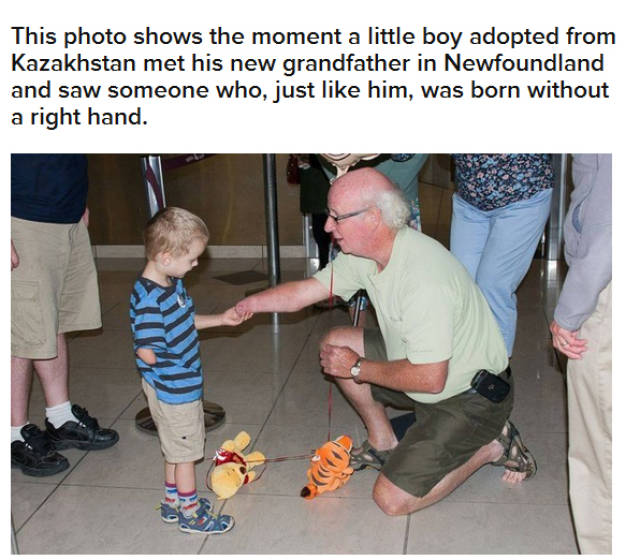 A Touching Meeting between a Young Boy and His New Adopted Grandpa