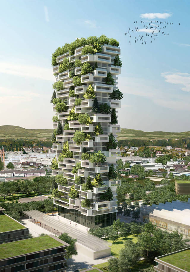 A Towering Apartment Building That Is Completely Evergreen