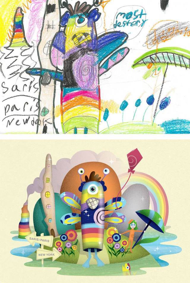 Artists Reimagine Kids’ Monster Drawings in New and Creative Ways
