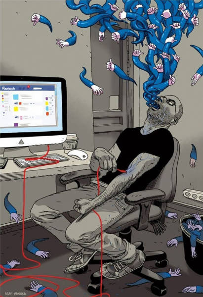 Illustrations That Take a Tongue-in-cheek Look at Technology Addiction in Today’s Society