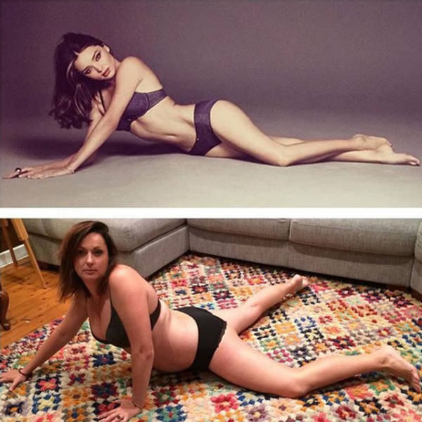 A Normal Woman Recreates Celebrity Photos to Show Just How Stupid They Actually Look in Real Life