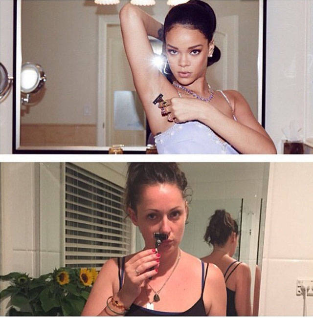 A Normal Woman Recreates Celebrity Photos to Show Just How Stupid They Actually Look in Real Life