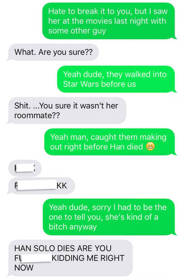 Cheating Girlfriend Completely Ruins “Star Wars” for This Poor Dude