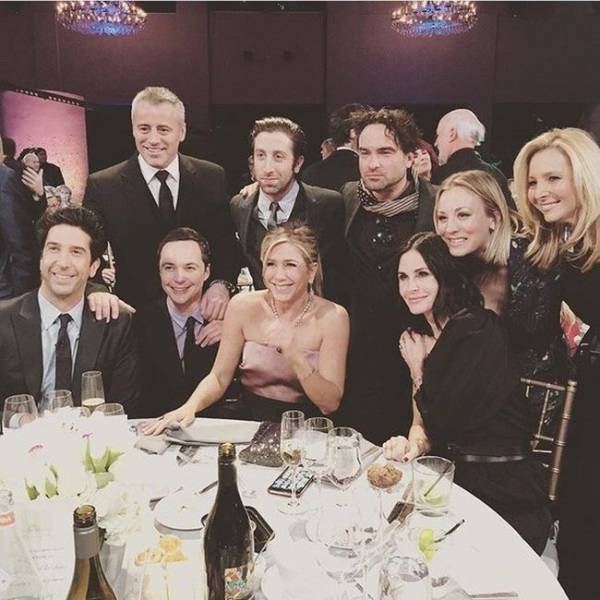 The "Friends" Cast Hanging Out with "The Big Bang Theory" Cast
