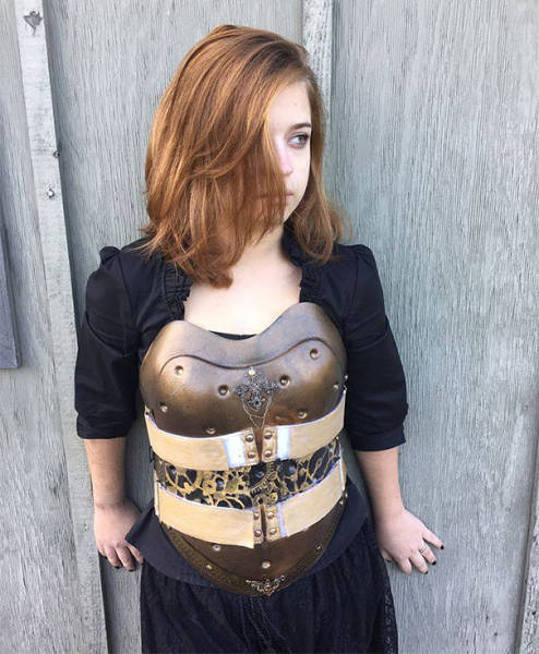 Medical Back Brace Turned into a Piece of Steampunk Armor