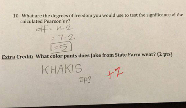 College Professor Asks Awesome Extra Credit Questions On An Exam