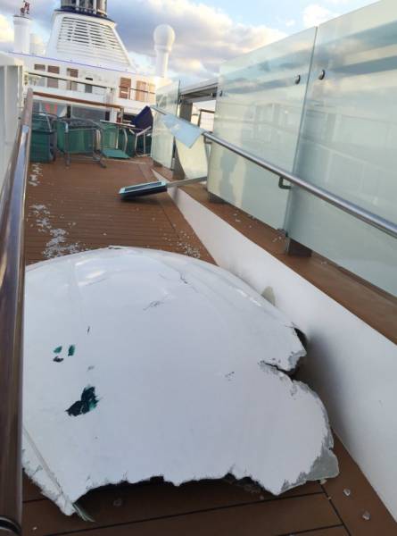 Cruise Ship After It Was Battered With Huge Waves In The Storm