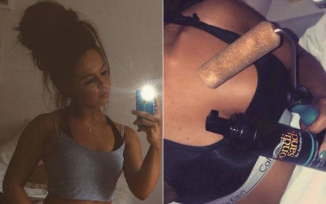 Hilarious Fail Of A Girl Trying To Apply A Fake Tan With A Paint Roller