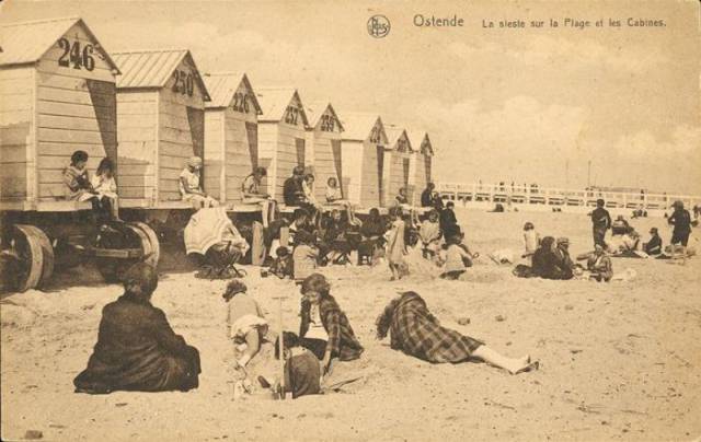 Beachside Bathing Machines During Victorian Era