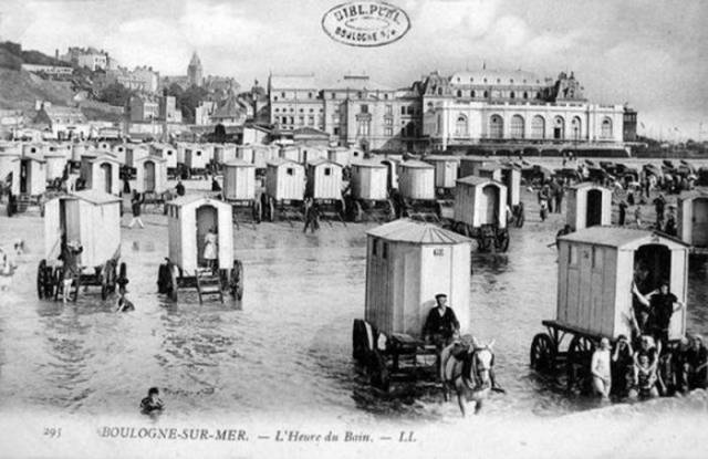 Beachside Bathing Machines During Victorian Era