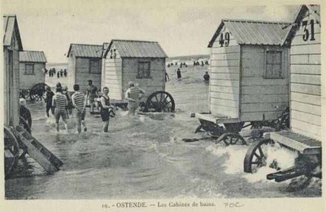 Beachside Bathing Machines During Victorian Era