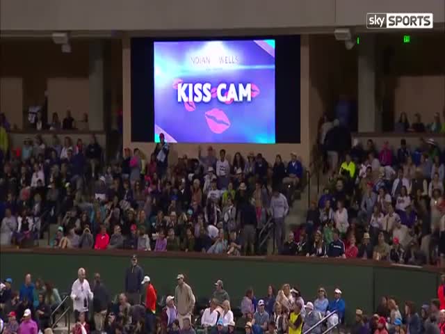 Mike Tyson On Kiss Cam During A Match At Indian Wells