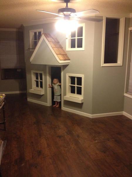 Dad Builds A Great Indoor Playhouse For His Kids