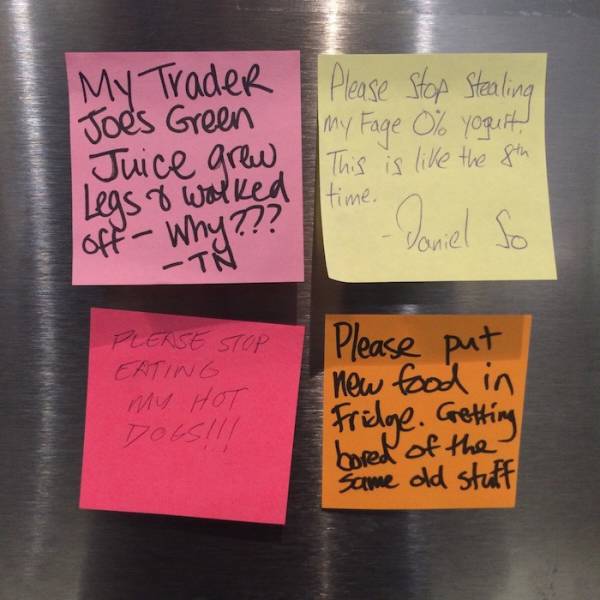 People Get Very Creative With Fridge Notes When It Comes To Protect Their Food