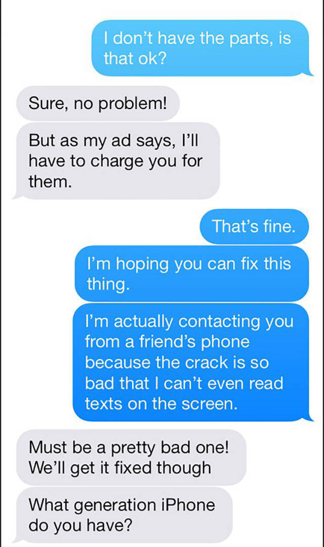 Fantastic Trolling Of An iPhone Repairman