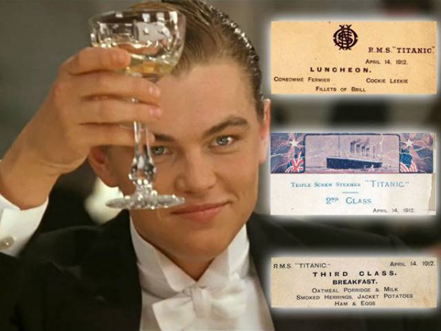 The Titanic Menus For The 1st, 2d And 3d Class Passengers