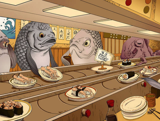 Illustrations That Show What It Would Be Like For Humans If They Switched Places With Animals