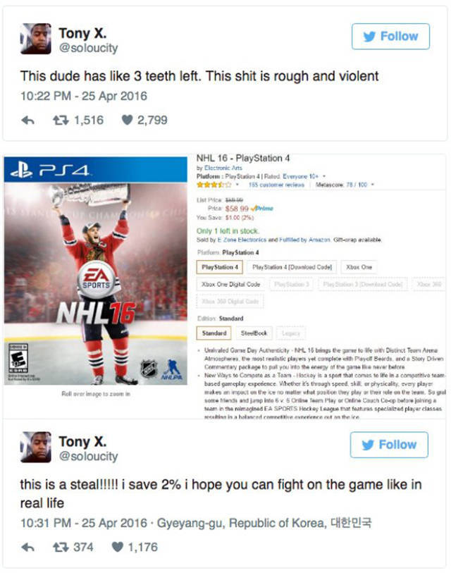 Dude Watches Hockey For The First Time Ever And His Tweets About It Are Hilarious