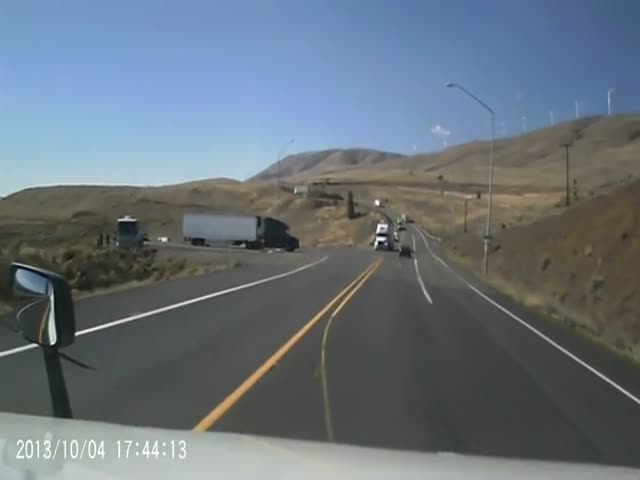 Semi Truck Gets Hit Hard By A Distracted Truck Driver