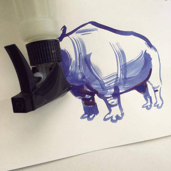 Illustrator Cleverly Uses Everyday Items To Complete His Drawings