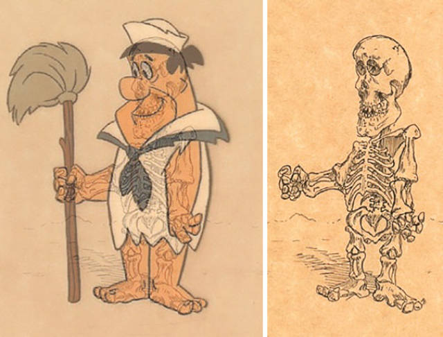 Artist Makes Cool Illustrations That Show Skeletons Of Famous Cartoon Characters