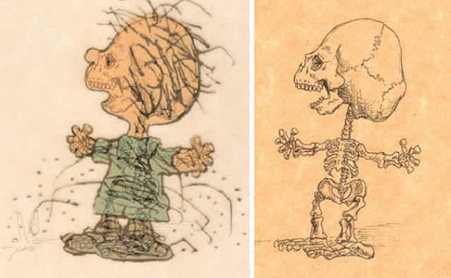 Artist Makes Cool Illustrations That Show Skeletons Of Famous Cartoon Characters