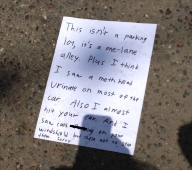 When You Park Like A Jerk Be Ready For Passive-Aggressive Notes