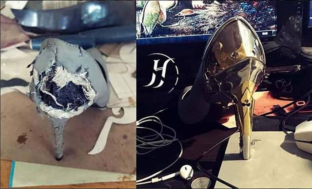 Girl’s Shoes Got Ruined By Dog, Her Boyfriend Repaired Them In The Most Metal Way Possible