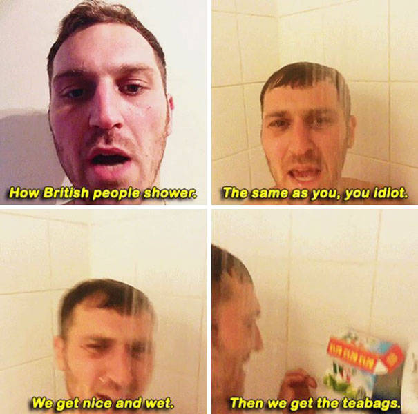 Hilarious Memes Showing How Different People Around the World Take a Shower