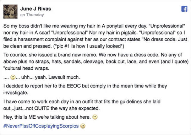 Employee Cleverly Trolls Her Boss Who Is Never Happy About The Way She’s Dressed For Work