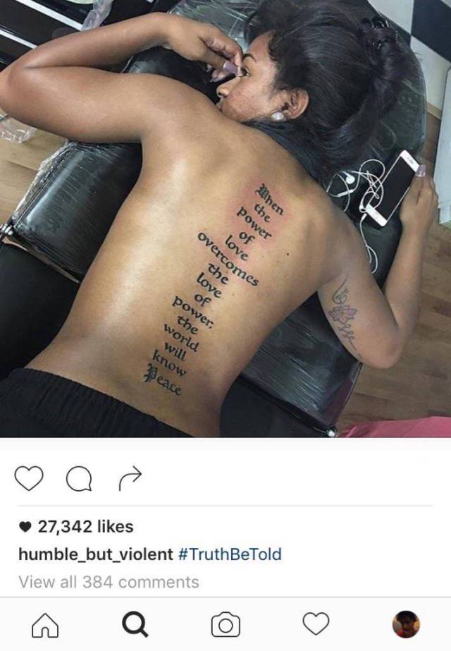 Guy Masterfully Trolls A Girl Because Of Her Back Tattoo