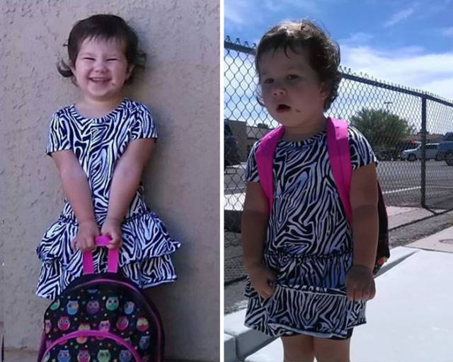 Kids Before And After Their First Day Of School