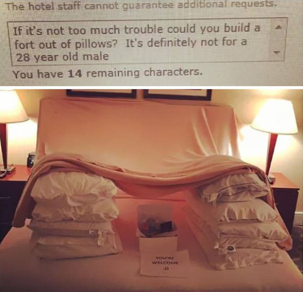 People Make Funny Room Requests And Hotel Staff Delivers