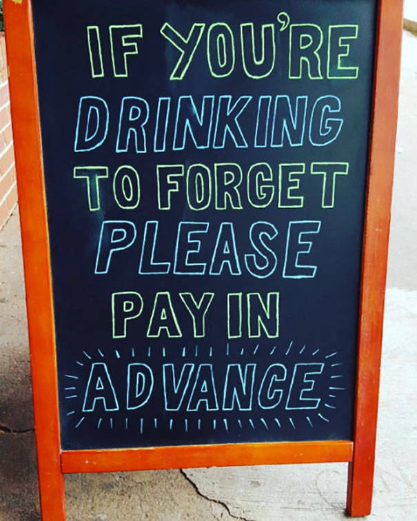 Funny And Clever Sidewalk Chalk Sings Helped A Bar To Increase The Sales