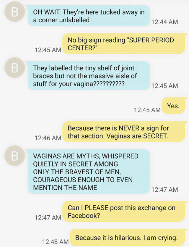 Mother Sends Her 13 Y.O. Daughter To Shop For Feminine Hygiene Products Which Ends Up In Hilarious Text Exchange