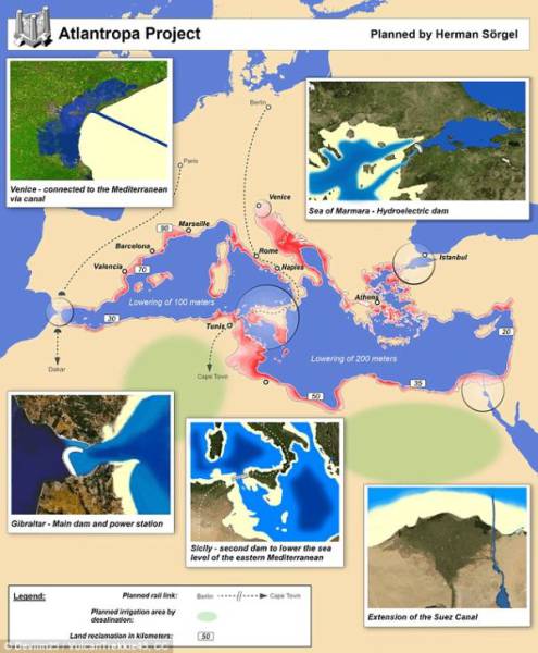 German Scientist In 1920’s thought Up A Plan To Drain The Mediterranean Sea