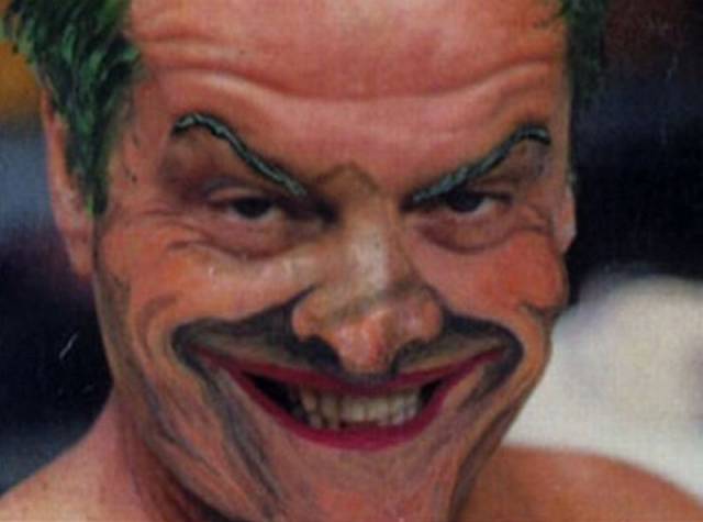 Jack Nicholson With And Without Joker Makeup