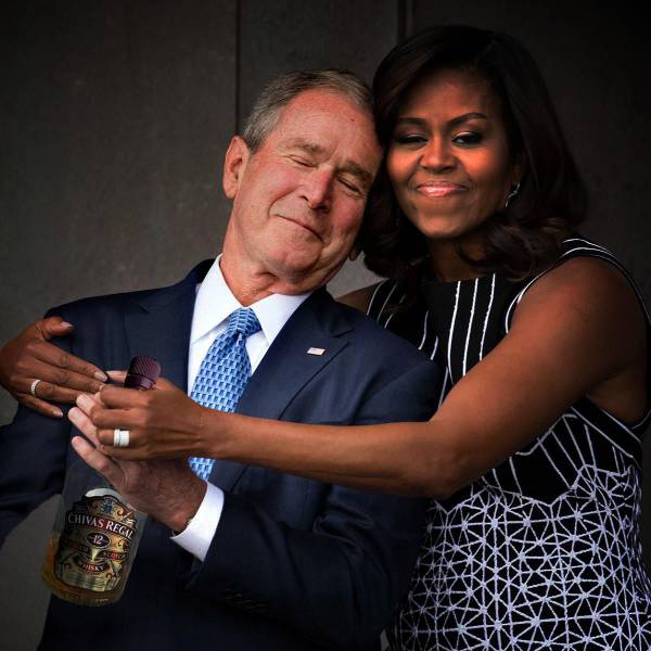Michelle Obama Hugged George W. Bush, So A Photoshop Battle Ensued