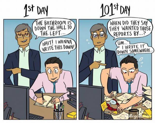 The Difference Between Your 1st Day Of Work vs The 101st Day The Difference Between Your 1st Day Of Work vs The 101st Day