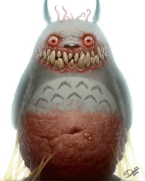 Cute Cartoon Characters From Our Childhood Turned Into Terrifying Monsters