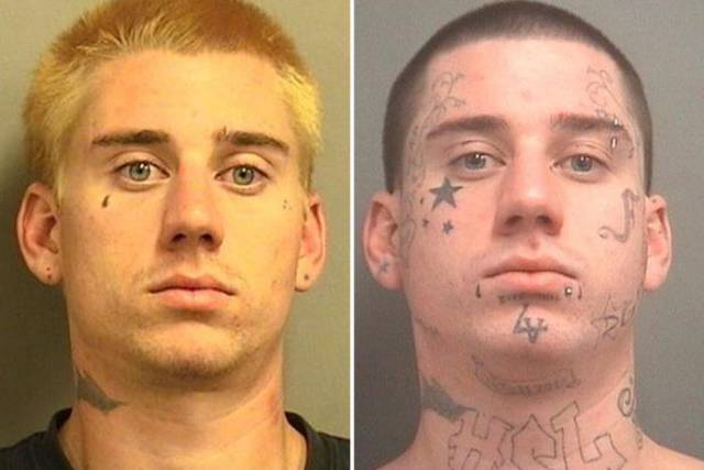 How A Face Of A Serial Offender Got Changed Progressively In 7 Years Due To Tattoos